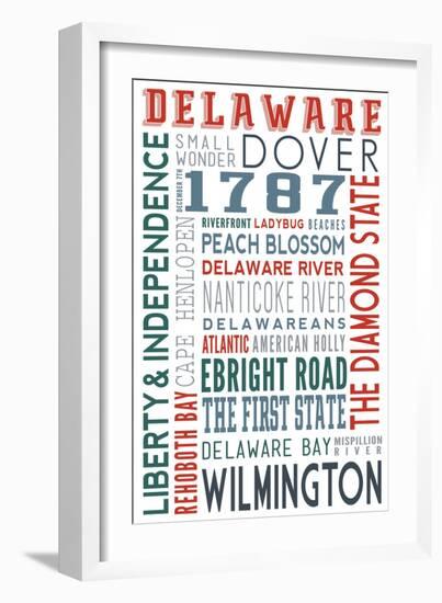 Delaware - Typography-Lantern Press-Framed Art Print