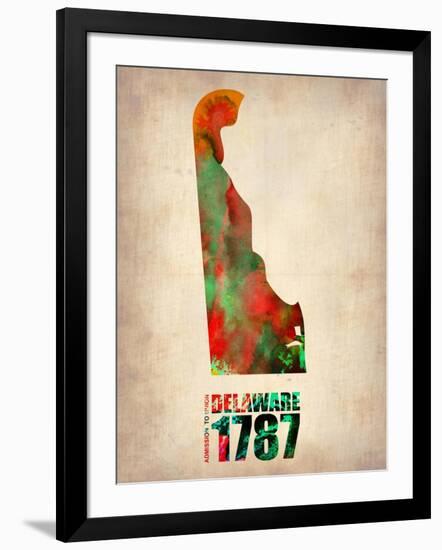 Delaware Watercolor Map-NaxArt-Framed Art Print