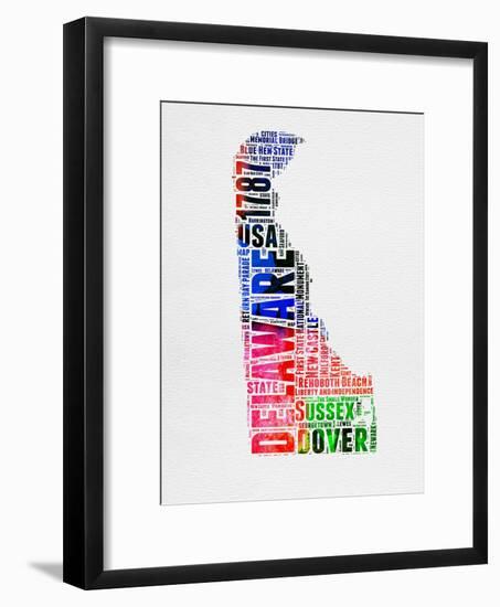 Delaware Watercolor Word Cloud-NaxArt-Framed Art Print