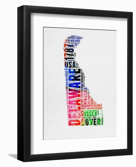 Delaware Watercolor Word Cloud-NaxArt-Framed Art Print