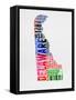 Delaware Watercolor Word Cloud-NaxArt-Framed Stretched Canvas