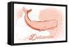 Delaware - Whale - Coral - Coastal Icon-Lantern Press-Framed Stretched Canvas