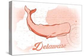 Delaware - Whale - Coral - Coastal Icon-Lantern Press-Stretched Canvas