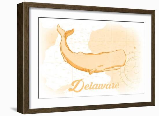 Delaware - Whale - Yellow - Coastal Icon-Lantern Press-Framed Art Print