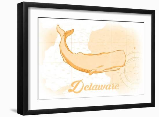 Delaware - Whale - Yellow - Coastal Icon-Lantern Press-Framed Art Print