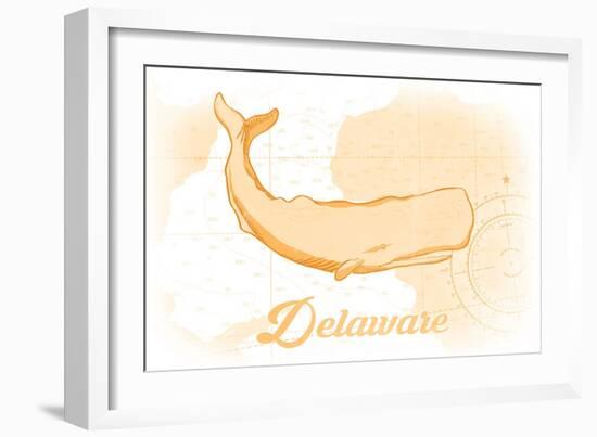 Delaware - Whale - Yellow - Coastal Icon-Lantern Press-Framed Art Print