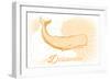 Delaware - Whale - Yellow - Coastal Icon-Lantern Press-Framed Art Print