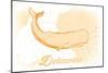 Delaware - Whale - Yellow - Coastal Icon-Lantern Press-Mounted Art Print