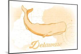 Delaware - Whale - Yellow - Coastal Icon-Lantern Press-Mounted Art Print