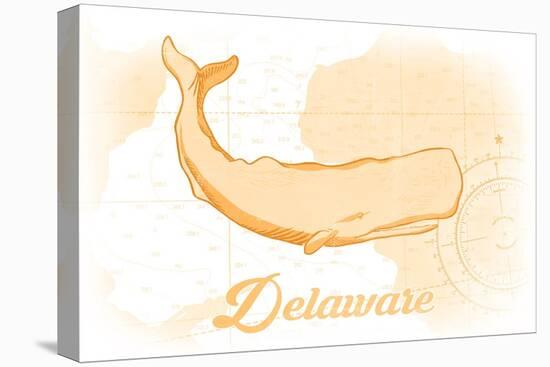 Delaware - Whale - Yellow - Coastal Icon-Lantern Press-Stretched Canvas