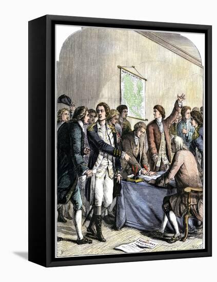 Delegates Signing the Declaration of American Independence, July 4, 1776-null-Framed Stretched Canvas