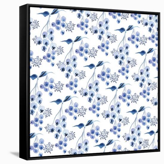 Delft Delight Pattern IV-Kristy Rice-Framed Stretched Canvas