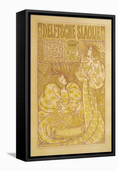 Delftsche Slaolie Poster, Two Women-null-Framed Stretched Canvas