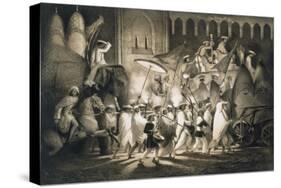 Delhi: Cortege and Retinue of the Great Moghul, from 'Voyages in India', 1859 (Litho)-A. Soltykoff-Stretched Canvas