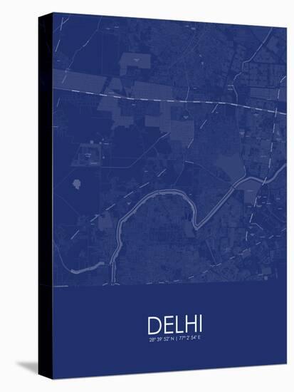 Delhi, India Blue Map-null-Stretched Canvas