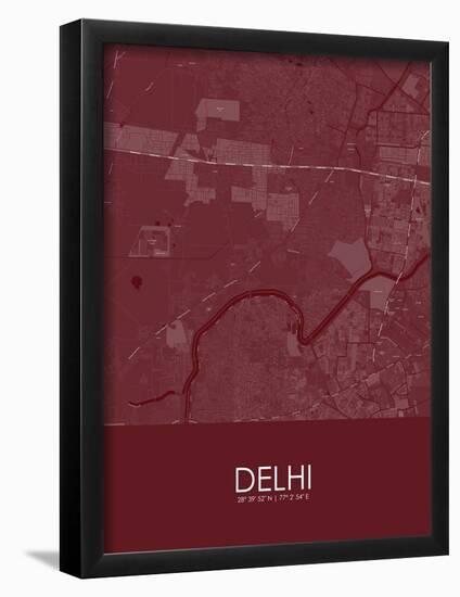 Delhi, India Red Map-null-Framed Poster