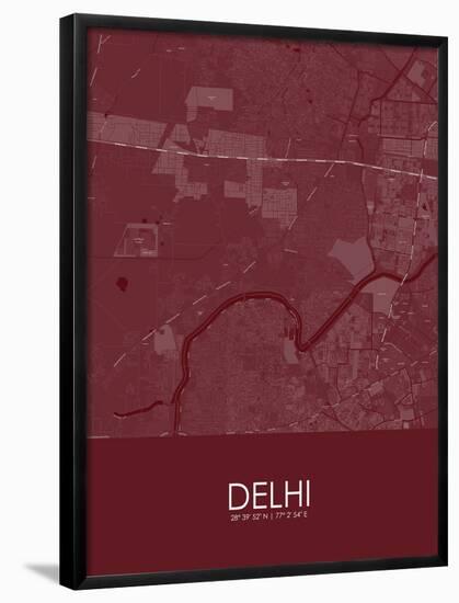 Delhi, India Red Map-null-Framed Poster