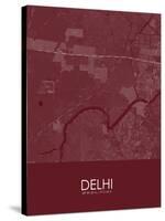 Delhi, India Red Map-null-Stretched Canvas