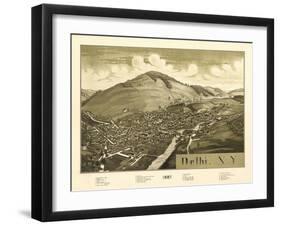 Delhi, New York - Panoramic Map-Lantern Press-Framed Art Print