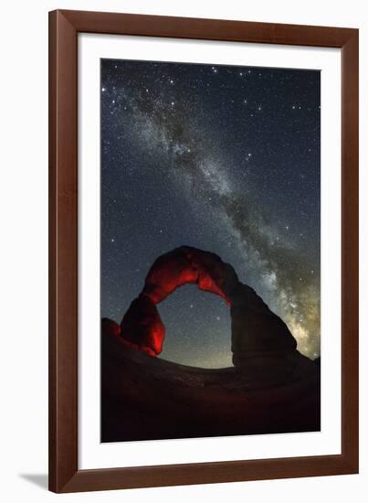 Delicate Arch and the Milky Way.-Jon Hicks-Framed Photographic Print