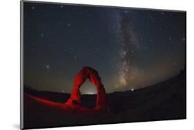 Delicate Arch and the Milky Way.-Jon Hicks-Mounted Photographic Print
