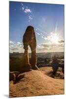 Delicate Arch with sun and clouds at golden hour, Arches National Park, Moab, Grand County, Utah, U-Francesco Vaninetti-Mounted Premium Photographic Print