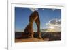 Delicate Arch with sun and clouds at golden hour, Arches National Park, Moab, Grand County, Utah, U-Francesco Vaninetti-Framed Photographic Print