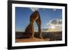 Delicate Arch with sun and clouds at golden hour, Arches National Park, Moab, Grand County, Utah, U-Francesco Vaninetti-Framed Photographic Print