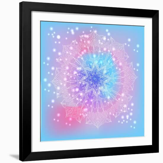 Delicate Lace Round Floral Pattern-overkoffeined-Framed Art Print