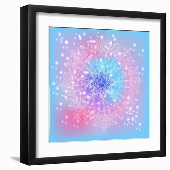 Delicate Lace Round Floral Pattern-overkoffeined-Framed Art Print