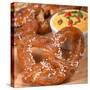 Delicious and Rustic Fresh German Style Pretzel Served with a Cheddar Cheese Spread-HHLtDave5-Stretched Canvas