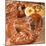 Delicious and Rustic Fresh German Style Pretzel Served with a Cheddar Cheese Spread-HHLtDave5-Mounted Photographic Print