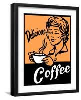 Delicious Coffee Sign-Bigelow Illustrations-Framed Art Print