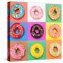 Delicious Donuts Isolated on Colorful Background-EM Arts-Stretched Canvas