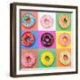 Delicious Donuts Isolated on Colorful Background-EM Arts-Framed Photographic Print