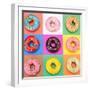 Delicious Donuts Isolated on Colorful Background-EM Arts-Framed Photographic Print