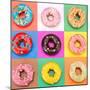 Delicious Donuts Isolated on Colorful Background-EM Arts-Mounted Photographic Print