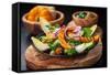 Delicious Field Salad with Grilled Pumpkin Stripes for Thanksgiving-Brebca-Framed Stretched Canvas