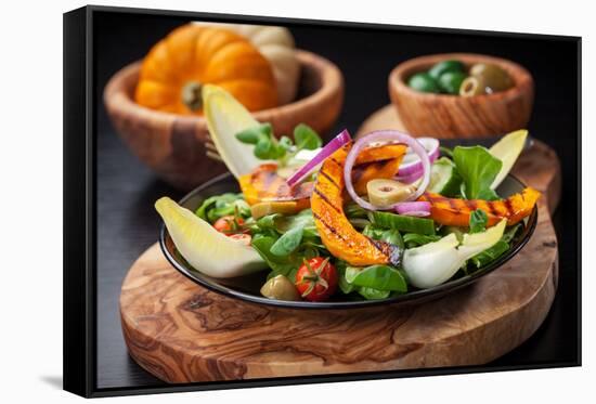 Delicious Field Salad with Grilled Pumpkin Stripes for Thanksgiving-Brebca-Framed Stretched Canvas