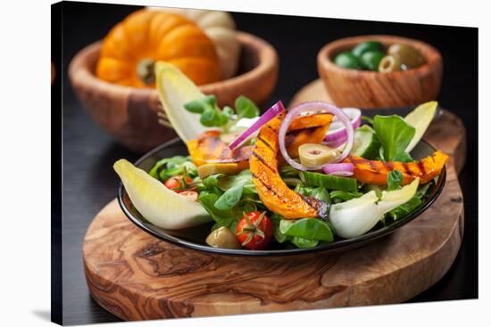 Delicious Field Salad with Grilled Pumpkin Stripes for Thanksgiving-Brebca-Stretched Canvas