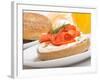 Delicious Freshly Baked Everything Bagel with Cream Cheese, Lox and Dill Served with Fresh Orange J-HHLtDave5-Framed Photographic Print