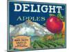 Delight Apple Label - Seattle, WA-Lantern Press-Mounted Art Print