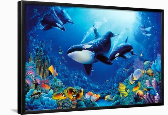 Delight of Life Underwater Scene Art Print Poster-null-Framed Poster