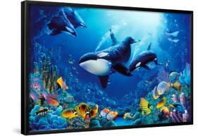 Delight of Life Underwater Scene Art Print Poster-null-Framed Poster