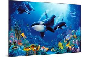 Delight of Life Underwater Scene Art Print Poster-null-Mounted Poster