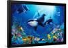 Delight of Life Underwater Scene Art Print Poster-null-Framed Poster