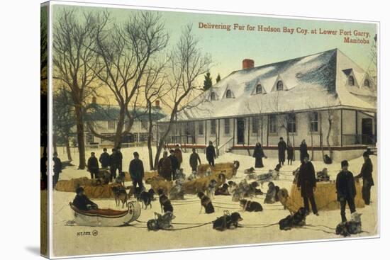 Delivering Fur for the Hudson's Bay Company at Lower Fort Gary, Manitoba, Canada-null-Stretched Canvas