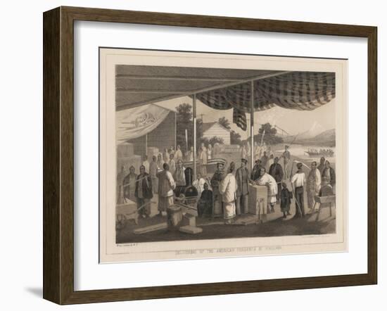 Delivering of the American Presents at Yokuhama, 1855-W. T. Peters-Framed Giclee Print