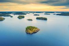 Aerial View of of Small Islands on a Blue Lake Saimaa. Landscape with Drone. Blue Lakes, Islands An-della_liner-Photographic Print