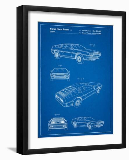 Delorean Patent-Cole Borders-Framed Art Print